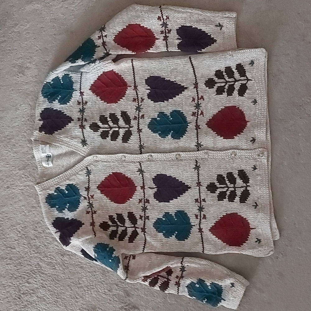 Paul Harris Design 90s vintage fall/ leaf motif cardigan size M